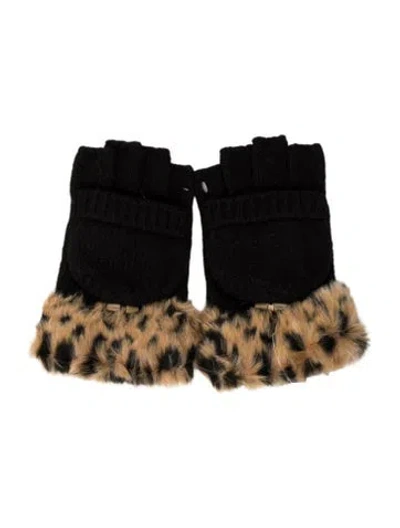 Pre-owned Adrienne Landau Fingerless Winter Gloves W/tags In Black