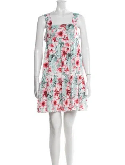 Pre-owned Adrienne Landau Floral Print Mini Dress In Pink