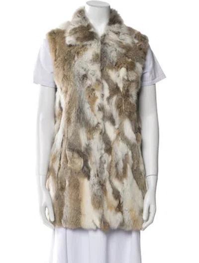 Pre-owned Adrienne Landau Fox Animal Print Fur Jacket In Gray