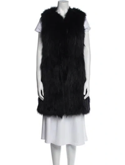 Pre-owned Adrienne Landau Fox Fur Coat In Black