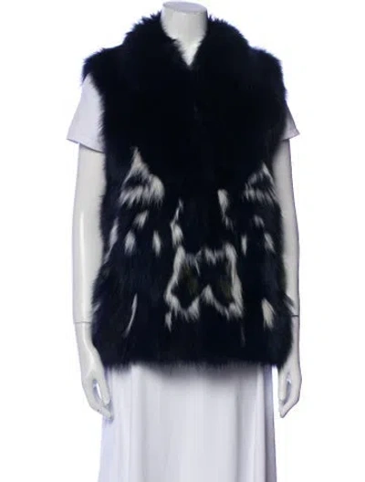 Pre-owned Adrienne Landau Fox Fur Jacket In Blue