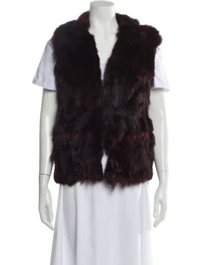 Pre-owned Adrienne Landau Fox Fur Jacket In Burgundy