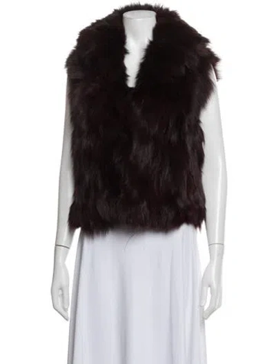 Pre-owned Adrienne Landau Fox Fur Jacket In Burgundy