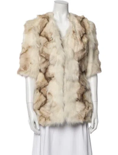 Pre-owned Adrienne Landau Fox Fur Jacket In Neutral