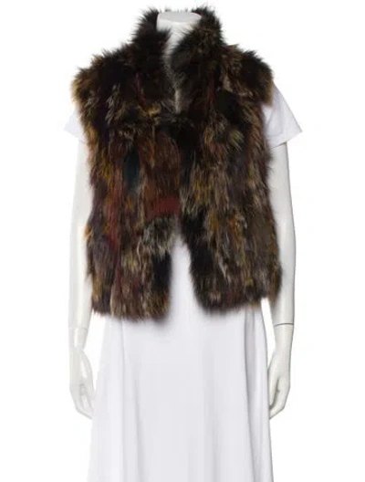 Pre-owned Adrienne Landau Fox Fur Jacket In Red