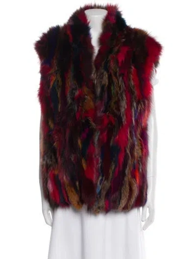 Pre-owned Adrienne Landau Fox Printed Fur Jacket In Brown