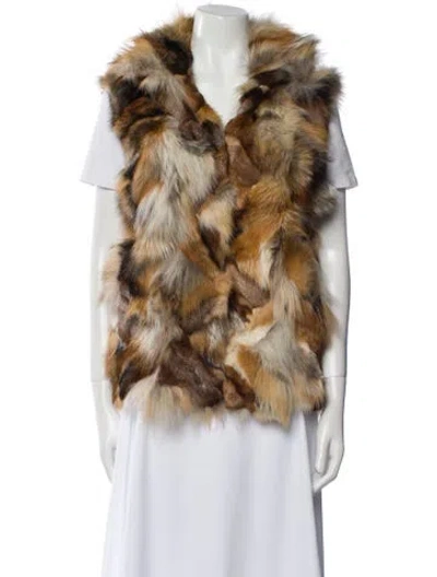 Pre-owned Adrienne Landau Fox Printed Fur Jacket In Brown
