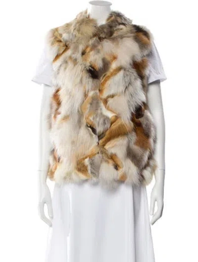 Pre-owned Adrienne Landau Fox Printed Fur Jacket In Neutral