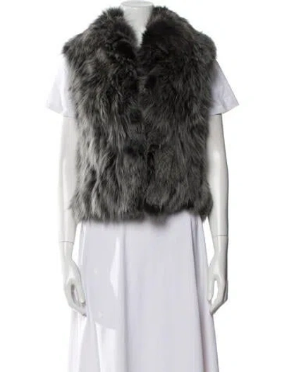Pre-owned Adrienne Landau Fox Vest In Gray