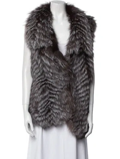 Pre-owned Adrienne Landau Fox Vest In White