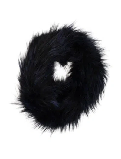 Pre-owned Adrienne Landau Fur  Head Band In Blue