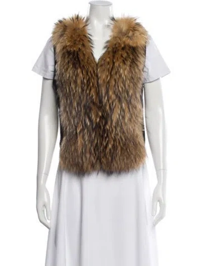 Pre-owned Adrienne Landau Fur Animal Print Fur Jacket In Black