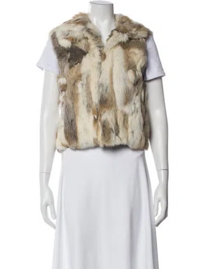 Pre-owned Adrienne Landau Fur Animal Print Fur Jacket In Brown