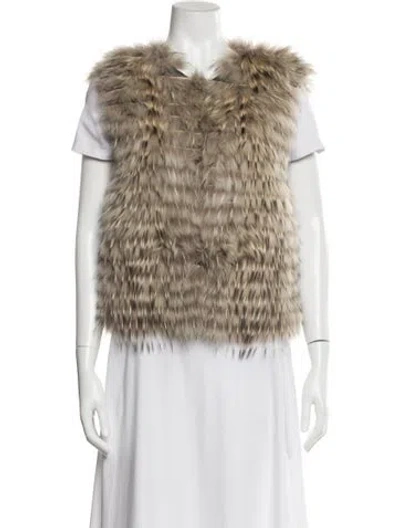 Pre-owned Adrienne Landau Fur Animal Print Fur Jacket In Neutral