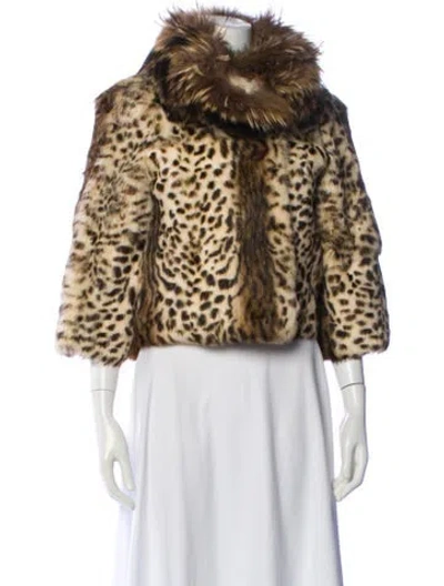 Pre-owned Adrienne Landau Fur Animal Print Fur Jacket In Neutral