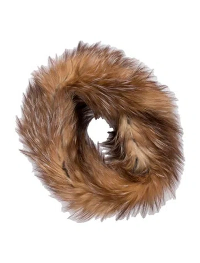 Pre-owned Adrienne Landau Fur Animal Print Scarf In Brown
