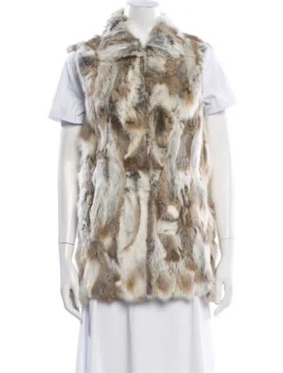 Pre-owned Adrienne Landau Fur Animal Print Vest In Multi