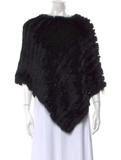 Pre-owned Adrienne Landau Fur Crew Neck Sweater In Black