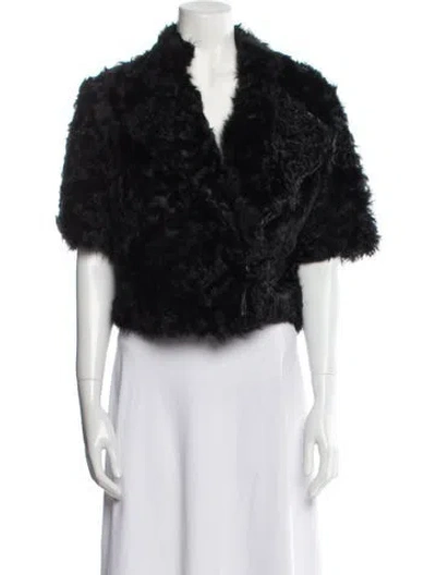 Pre-owned Adrienne Landau Fur Faux Fur Jacket In Black