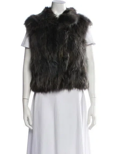 Pre-owned Adrienne Landau Fur Faux Fur Jacket In Black