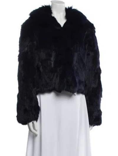 Pre-owned Adrienne Landau Fur Faux Fur Jacket In Blue