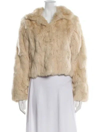 Pre-owned Adrienne Landau Fur Faux Fur Jacket In Neutral