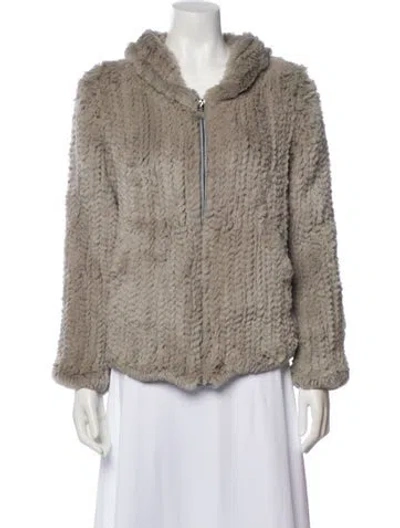 Pre-owned Adrienne Landau Fur Fur Jacket In Gray