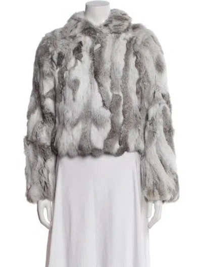Pre-owned Adrienne Landau Fur Fur Jacket In White