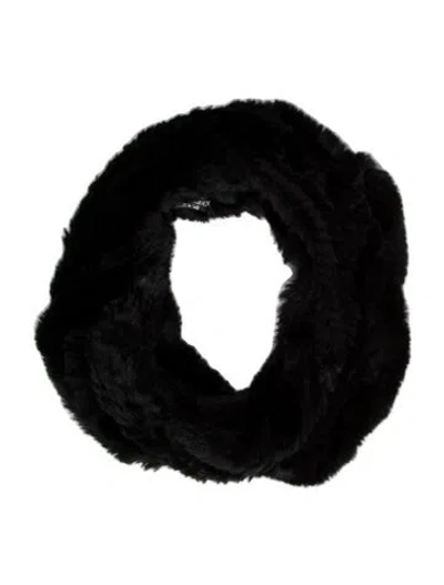 Pre-owned Adrienne Landau Fur Infinity Scarf In Black