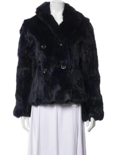 Pre-owned Adrienne Landau Fur Jacket In Blue