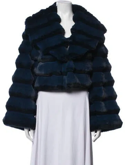 Pre-owned Adrienne Landau Fur Jacket In Blue