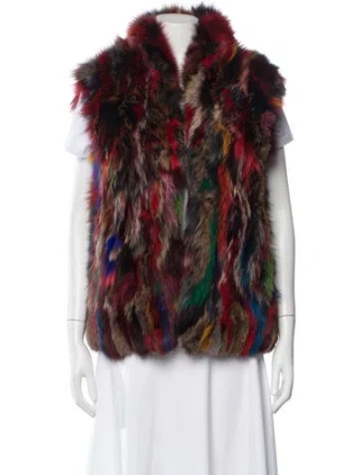 Pre-owned Adrienne Landau Fur Patterned Faux Fur Jacket In Brown