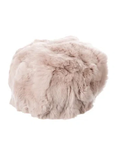 Pre-owned Adrienne Landau Fur Pillbox Winter Hat In Neutral