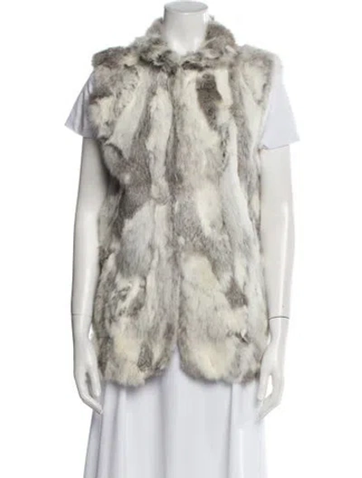 Pre-owned Adrienne Landau Fur Printed Fur Jacket In Gray