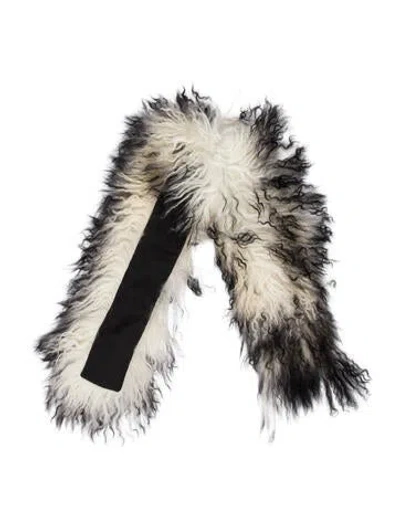 Pre-owned Adrienne Landau Fur Printed Infinity Scarf In Multi