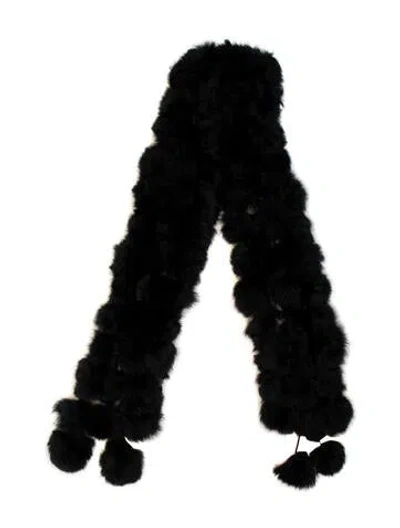 Pre-owned Adrienne Landau Fur Printed Scarf In Black