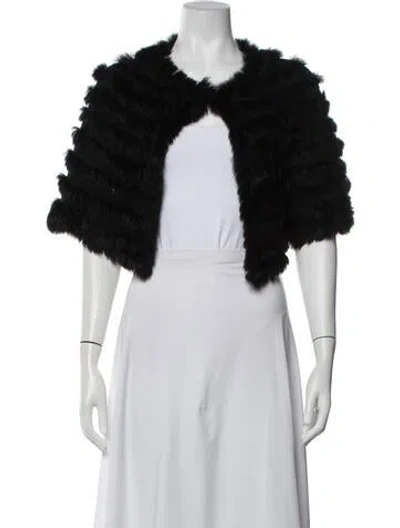 Pre-owned Adrienne Landau Fur Scarf In Black