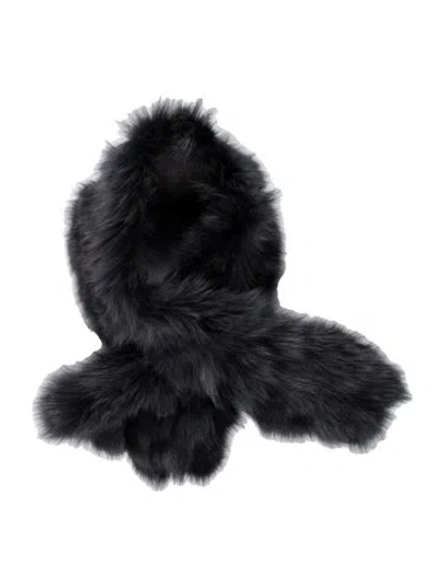 Pre-owned Adrienne Landau Fur Scarf In Blue