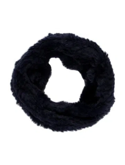 Pre-owned Adrienne Landau Fur Scarf In Blue
