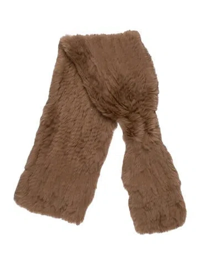 Pre-owned Adrienne Landau Fur Scarf In Brown