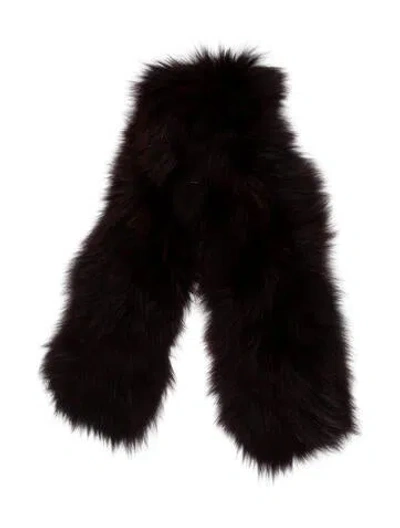 Pre-owned Adrienne Landau Fur Scarf In Burgundy