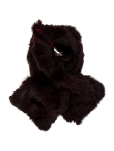Pre-owned Adrienne Landau Fur Scarf In Burgundy/pink