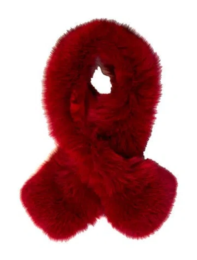 Pre-owned Adrienne Landau Fur Scarf In Red