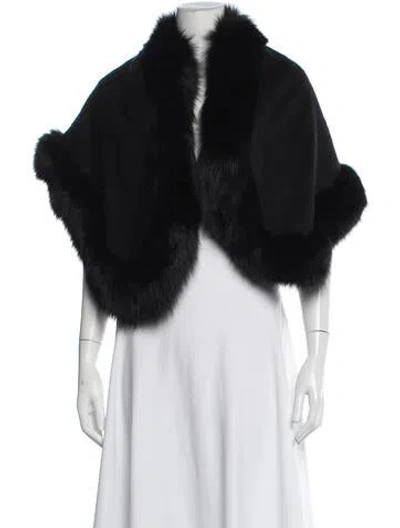 Pre-owned Adrienne Landau Fur Shawl In Black