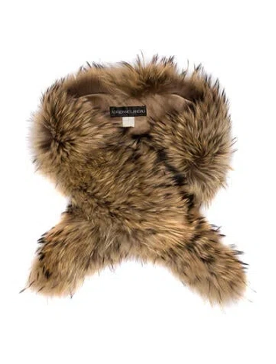 Pre-owned Adrienne Landau Fur Shawl In Brown