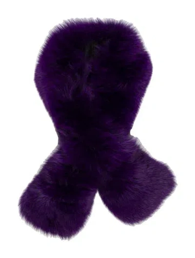 Pre-owned Adrienne Landau Fur Stole In Blue