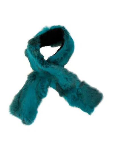 Pre-owned Adrienne Landau Fur Stole In Blue