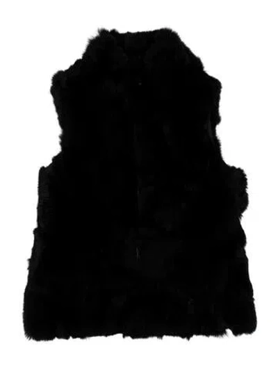 Pre-owned Adrienne Landau Fur Vest In Black