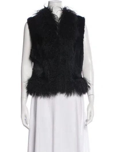Pre-owned Adrienne Landau Fur Vest In Black