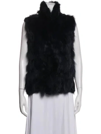 Pre-owned Adrienne Landau Fur Vest In Black